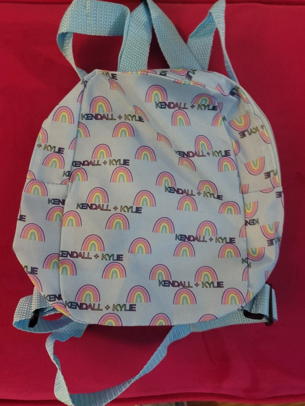 Kendall & Kylie Kids Rainbow Print Light Blue Backpack